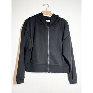 Pact Women's EUC Cozy Black Organic Cotton Zip Up Hoodie Sweatshirt Size L